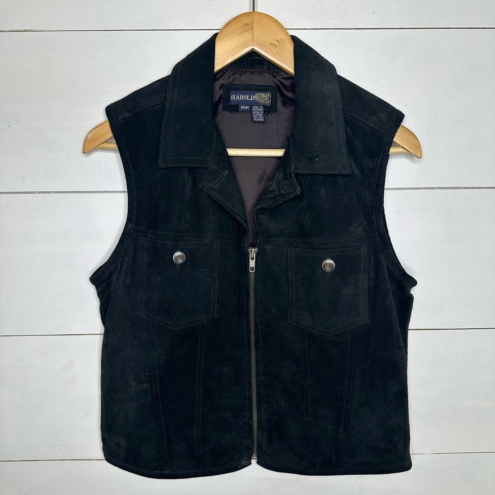Harold's Black Suede Zip-Front Vest